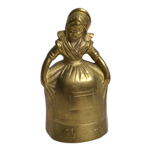 Vintage Solid Brass Old Lady Bell Boot Bell Knockers Heavy 4.75" Tall - Picture 1 of 7